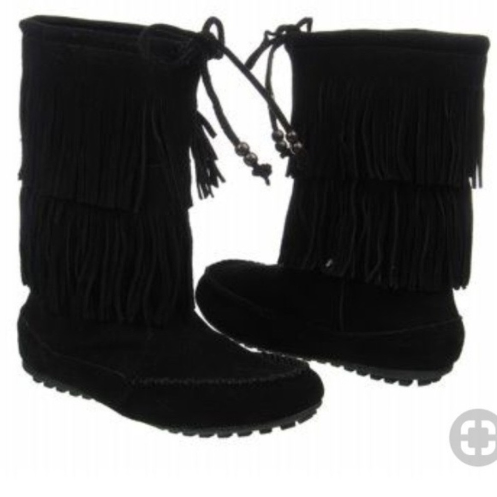 COPY - Minnetonka Dawson Double Fringe Boot Black…